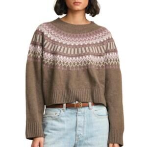 NEW SABLYN millie relaxed pullover sweater in fairisle swiss brown
